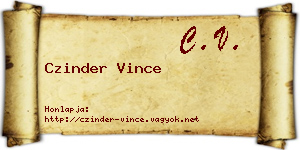 Czinder Vince névjegykártya
